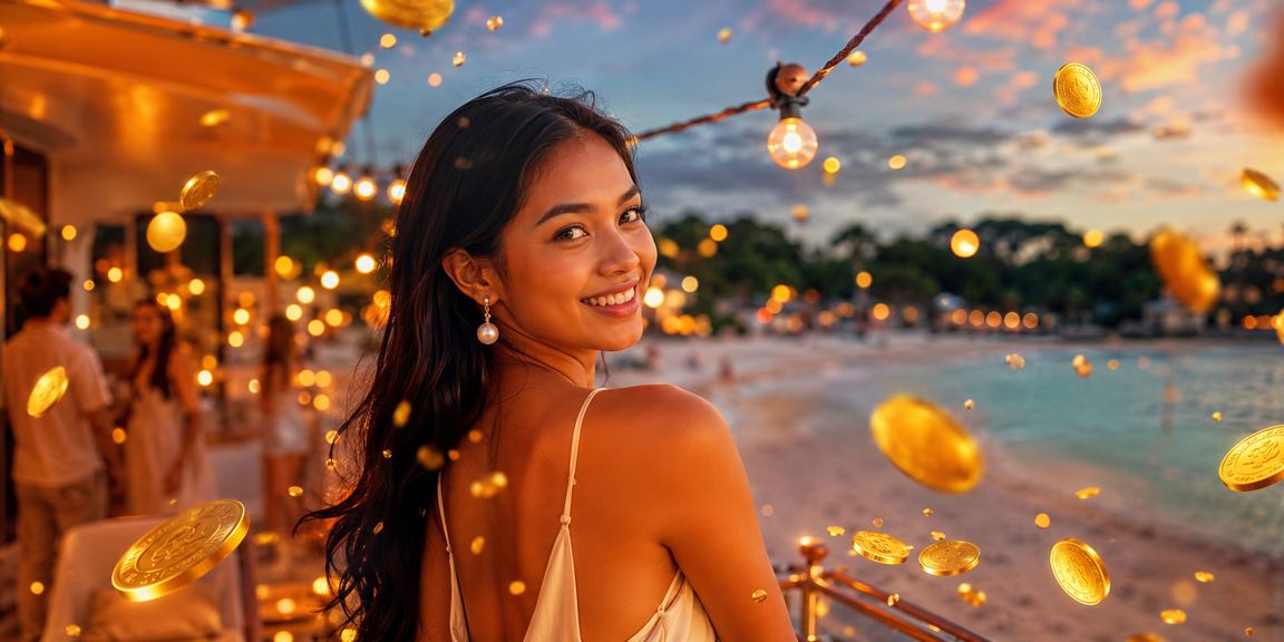 Ilustrasi bonus pendaftaran dan hiburan casino pantai dengan suasana santai