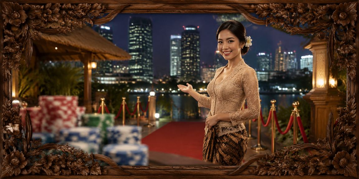 Model perempuan menikmati pengalaman taruhan casino online dengan suasana elegan
